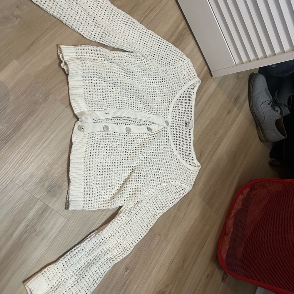 Cream Knit Button-Up Cardigan
